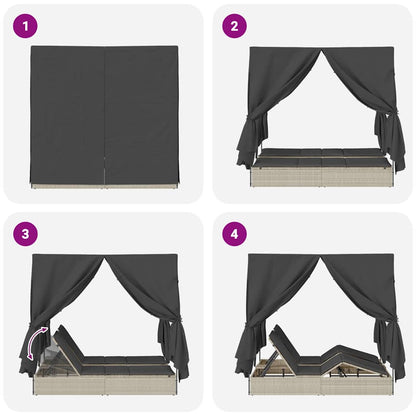 Lettino doppi con Tetto Grigio chiaro 205 x 129 x 200 cm