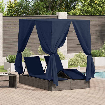Lettino doppi con Tetto Grigio 205 x 129 x 200 cm Rattan PE