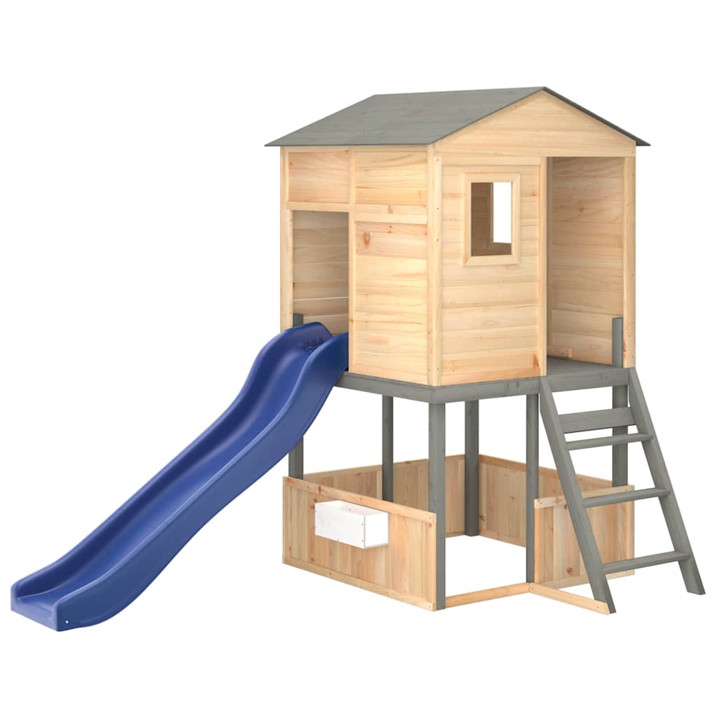 Set da Gioco da Esterno in Legno Massello di Abete Grigio Scuro | homemem39