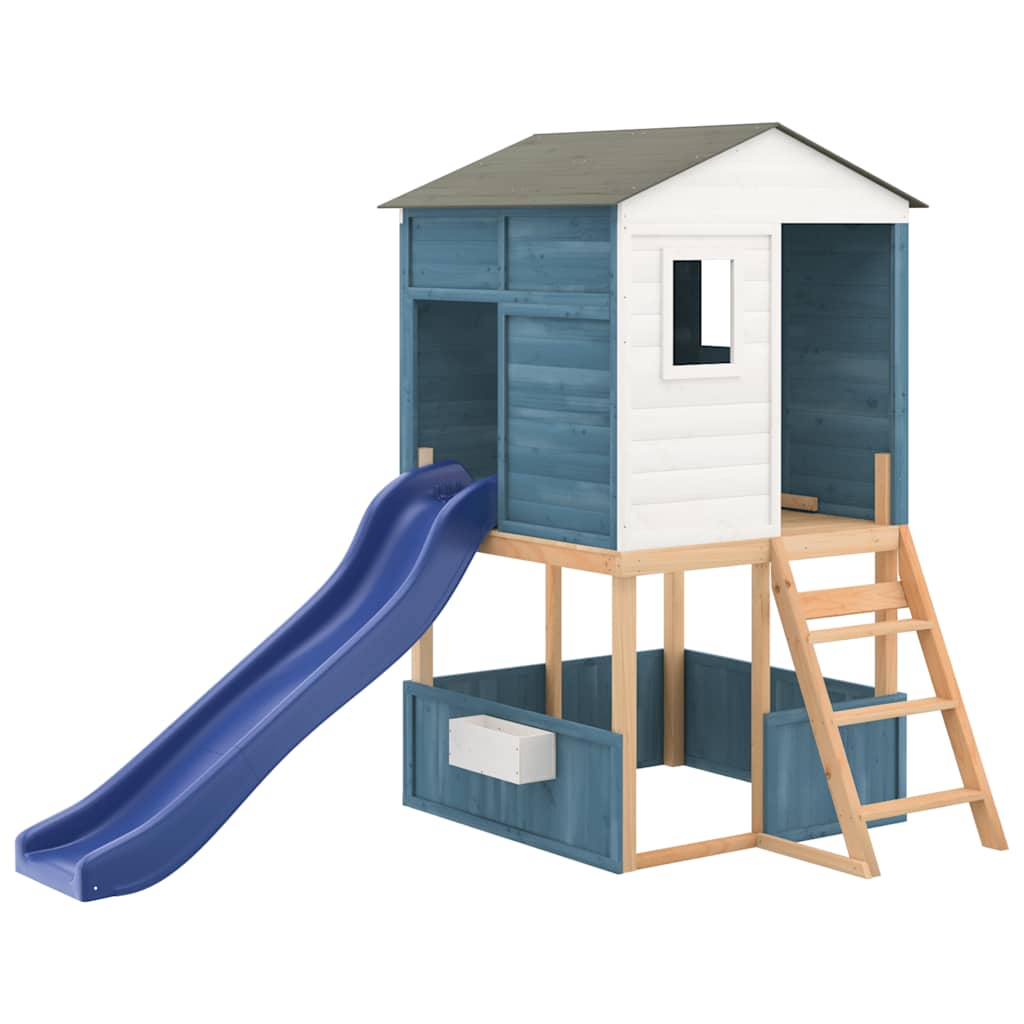 Set da Gioco da Esterno in Legno Massello di Abete Bianco e Blu | homemem39