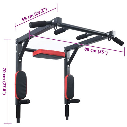Stazione per Trazioni e Dips Nero e Rosso 89 x 59 x 70 cm | homemem39