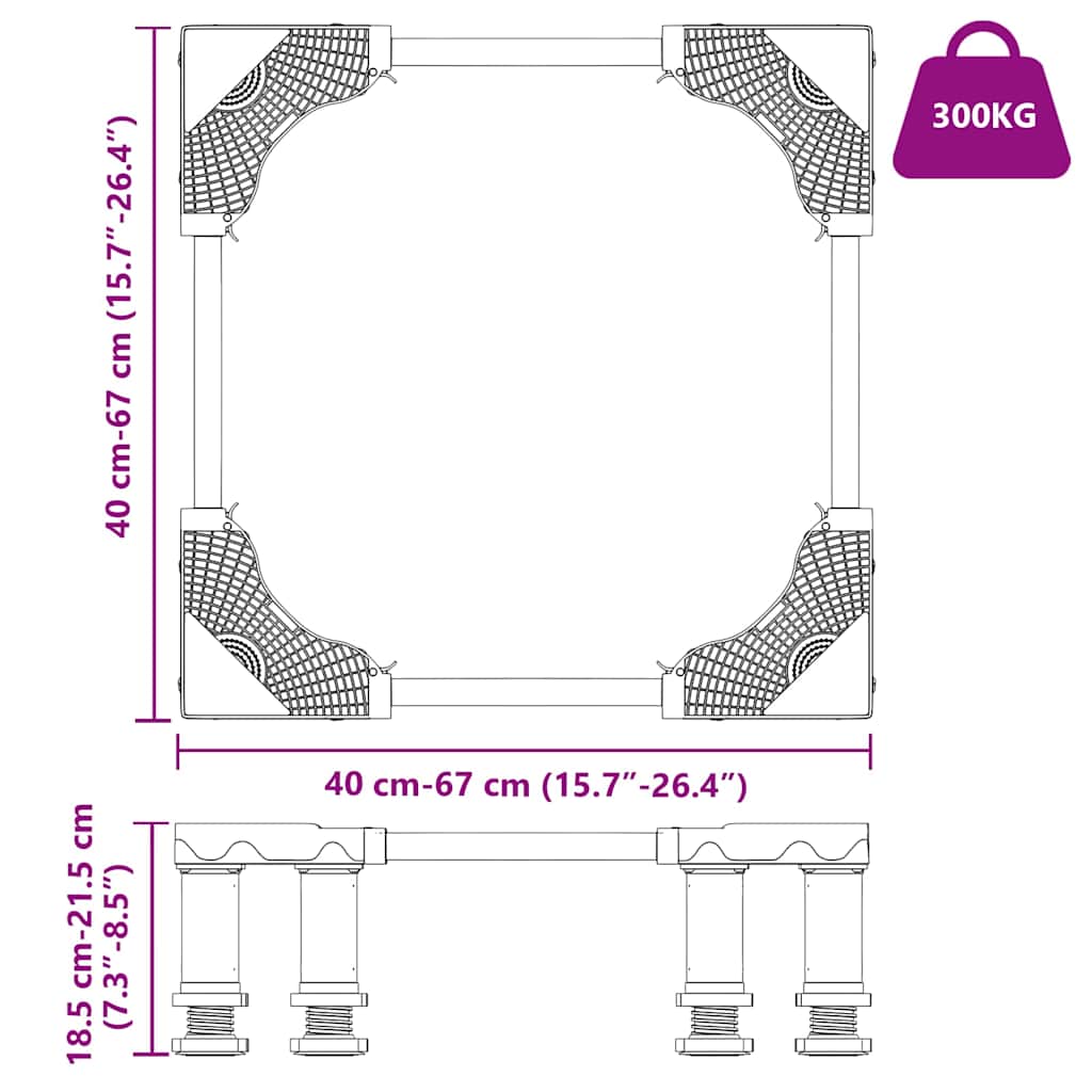 Base per lavatrice Grigio 67 x 67 x 21,5 cm | homemem39