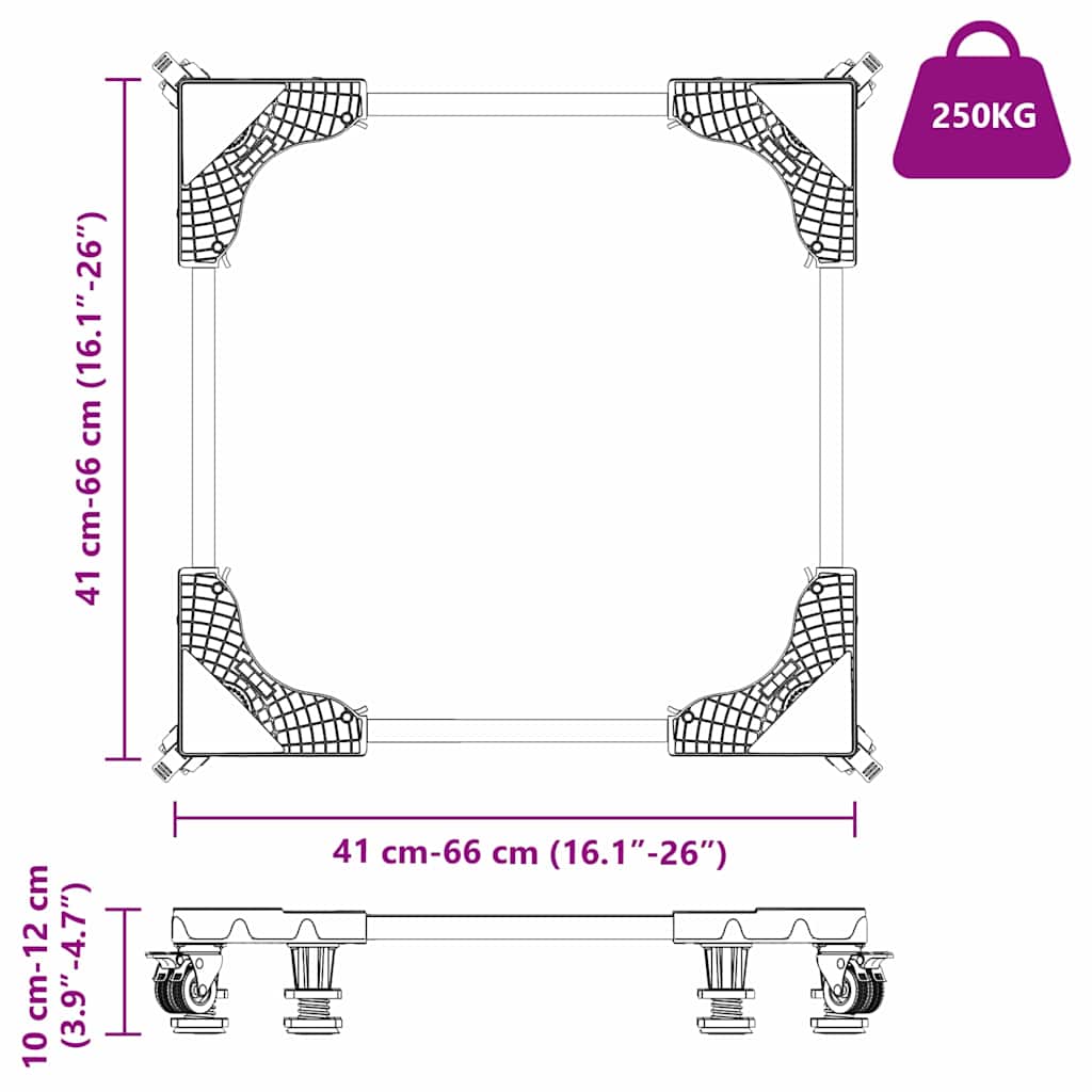 Base per lavatrice Grigio 66 x 66 x 12 cm Acciaio inossidabile | homemem39