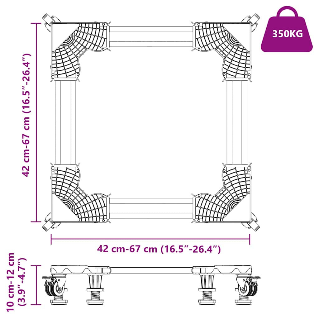 Base per lavatrice Grigio 67 x 67 x 12 cm Acciaio inossidabile | homemem39