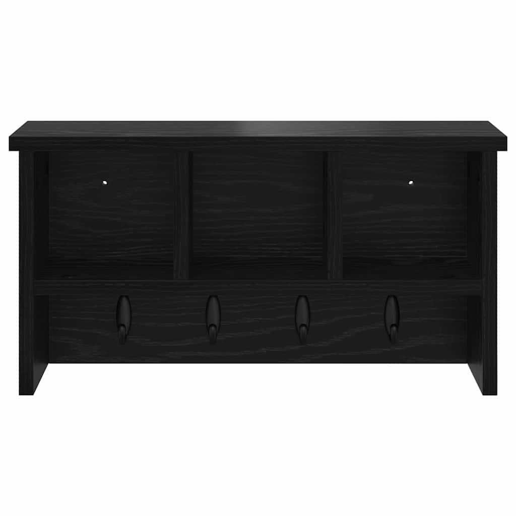 Appendiabiti a muro con lo scaffale Rovere nero 50 x 16 x 26 cm