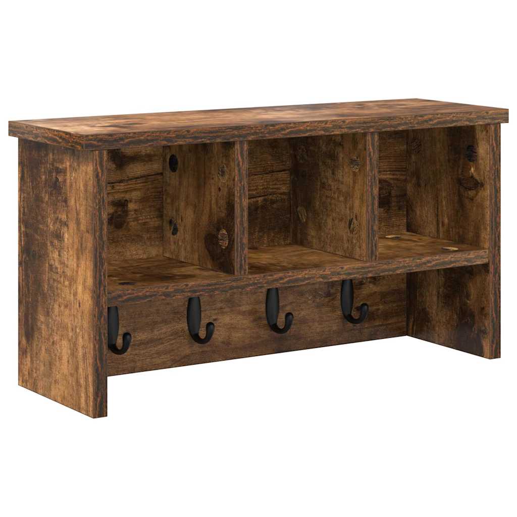 Appendiabiti a muro con lo scaffale Rovere fumé 50 x 16 x 26 cm | homemem39