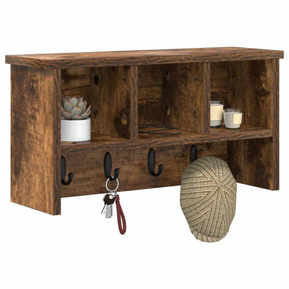 Appendiabiti a muro con lo scaffale Rovere fumé 50 x 16 x 26 cm | homemem39