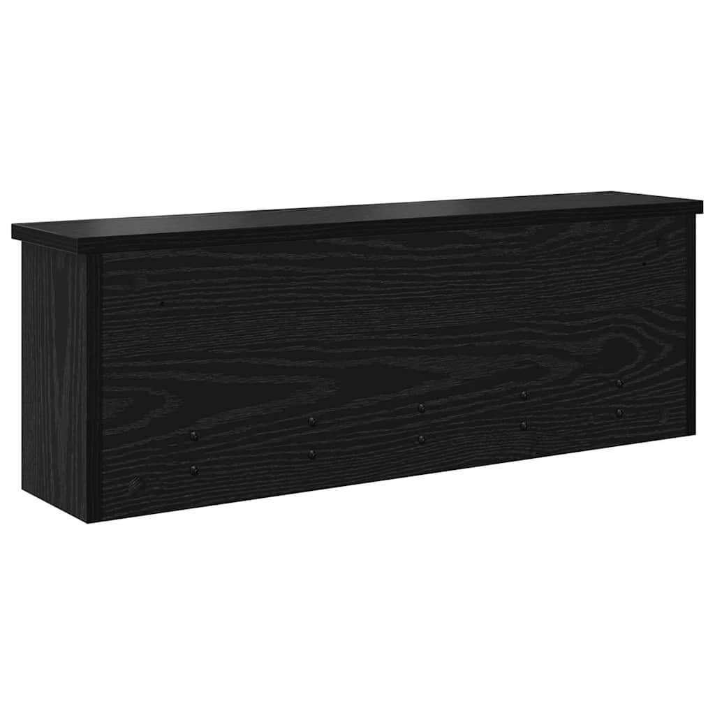 Appendiabiti a muro con lo scaffale Rovere nero 75 x 16 x 26 cm