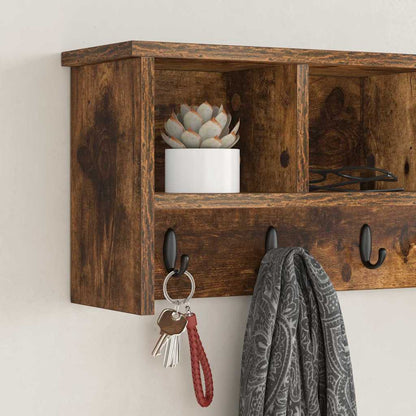 Appendiabiti a muro con lo scaffale Rovere fumé 75 x 16 x 26 cm | homemem39