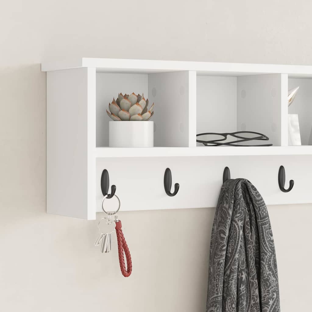 Appendiabiti a muro Bianco 100 x 16 x 26 cm Legno multistrato | homemem39
