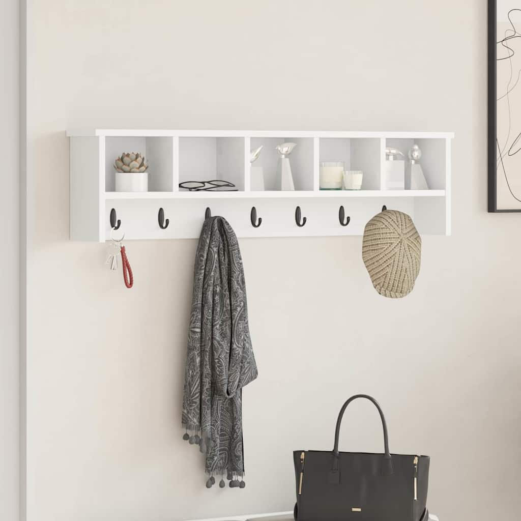 Appendiabiti a muro Bianco 100 x 16 x 26 cm Legno multistrato | homemem39