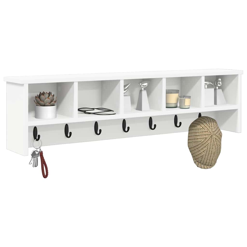 Appendiabiti a muro Bianco 100 x 16 x 26 cm Legno multistrato | homemem39