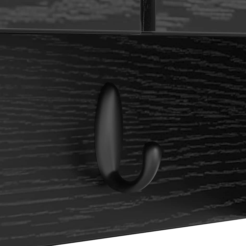 Appendiabiti a muro con lo scaffale Rovere Nero 50 x 20 x 30 cm