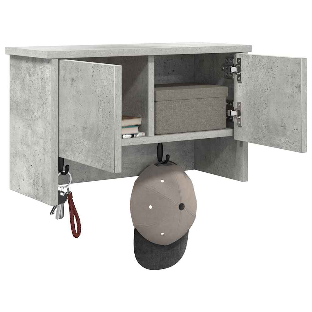 Appendiabiti a muro con porta Grigio cemento 50 x 20 x 30 cm