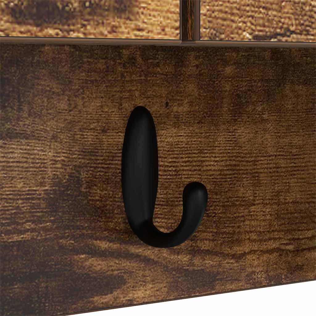 Appendiabiti a muro con lo scaffale Rovere fumé 50 x 20 x 30 cm