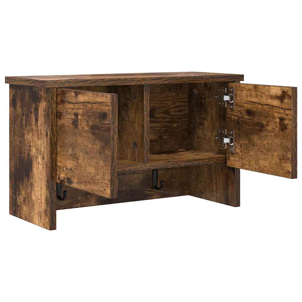 Appendiabiti a muro con lo scaffale Rovere fumé 50 x 20 x 30 cm