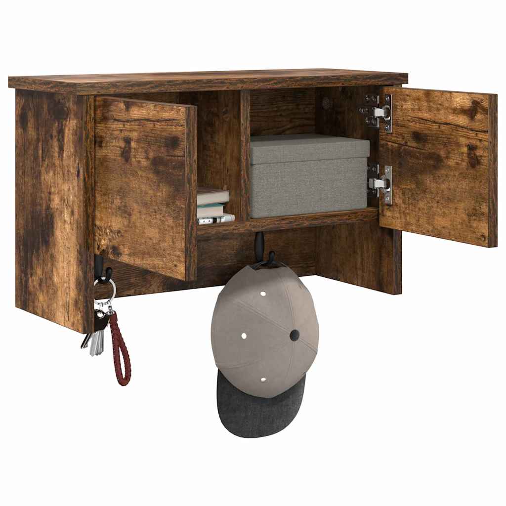 Appendiabiti a muro con lo scaffale Rovere fumé 50 x 20 x 30 cm