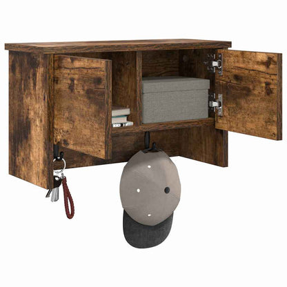 Appendiabiti a muro con lo scaffale Rovere fumé 50 x 20 x 30 cm