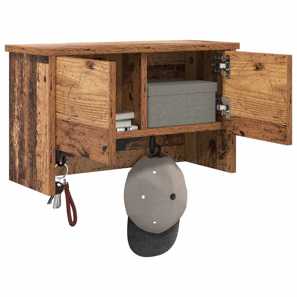 Appendiabiti a muro con porta Legno vecchio 50 x 20 x 30 cm