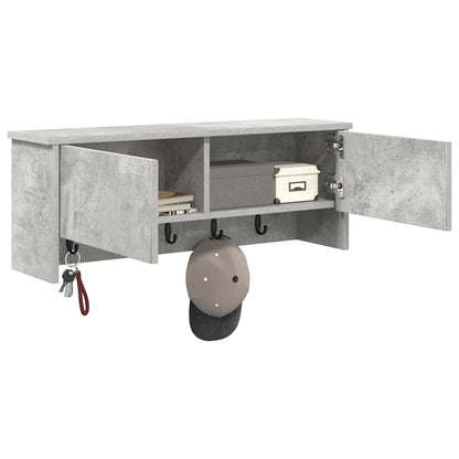 Appendiabiti a muro con porta Grigio cemento 80 x 20 x 30 cm