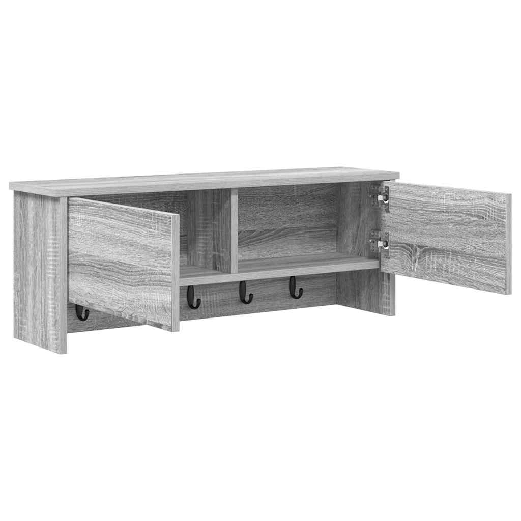 Appendiabiti a muro con porta Grigio Sonoma 80 x 20 x 30 cm