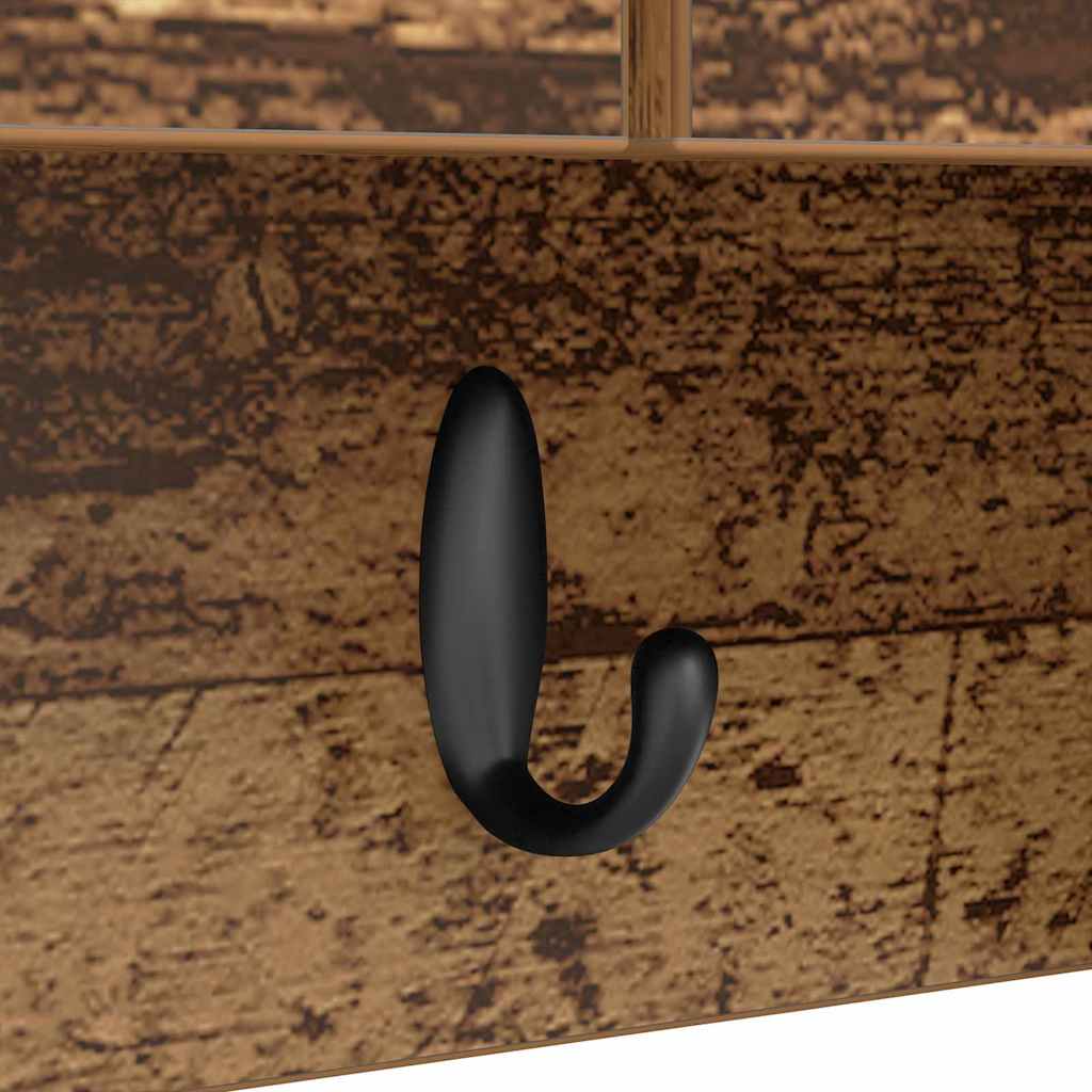 Appendiabiti a muro con porta Legno vecchio 80 x 20 x 30 cm