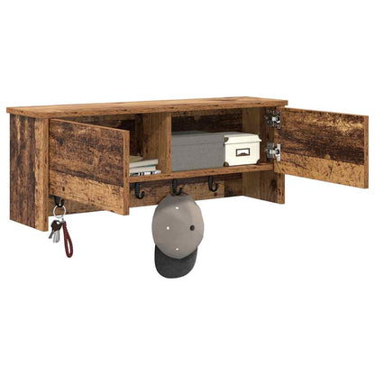 Appendiabiti a muro con porta Legno vecchio 80 x 20 x 30 cm