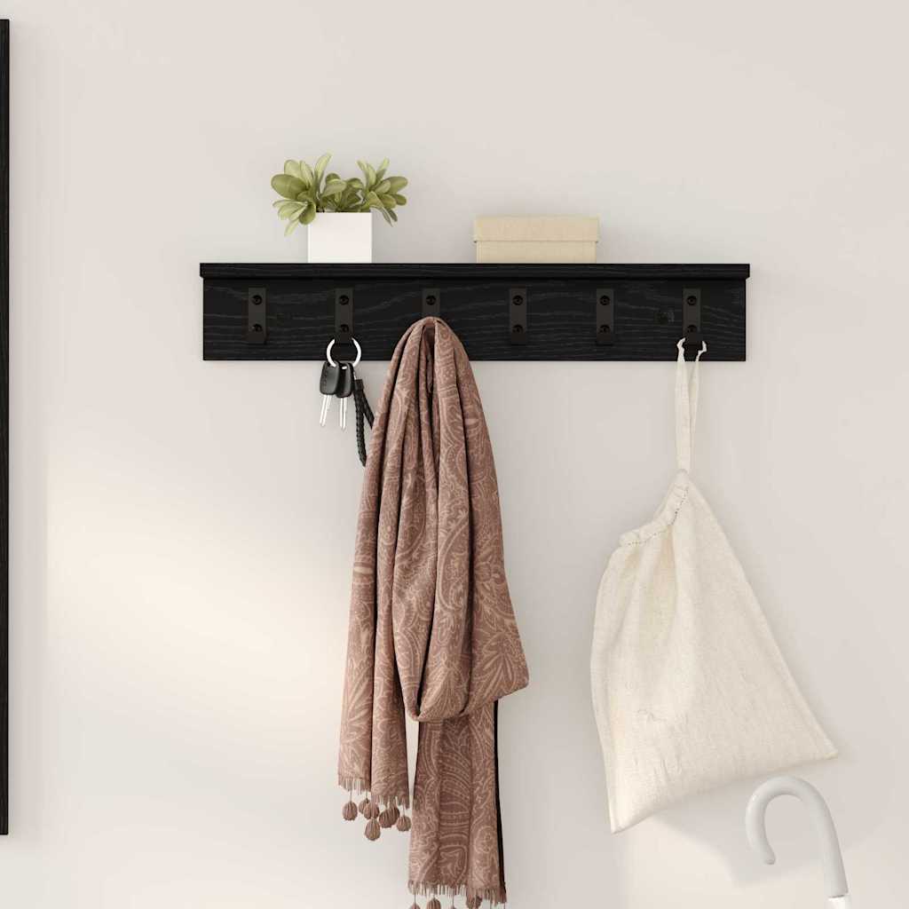 Appendiabiti a muro Rovere Nero 60 x 10,5 x 10,5 cm | homemem39