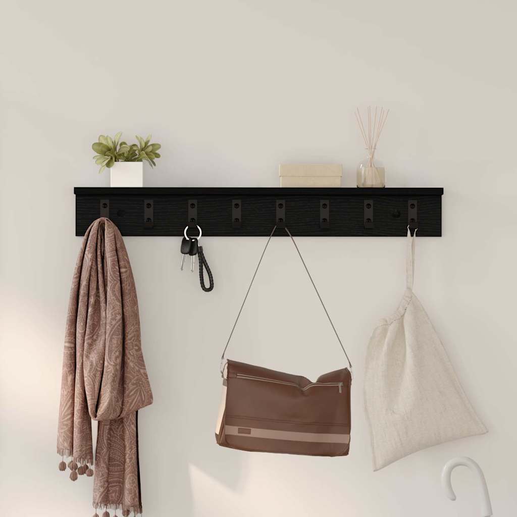 Appendiabiti a muro Rovere Nero 80 x 10,5 x 10,5 cm | homemem39