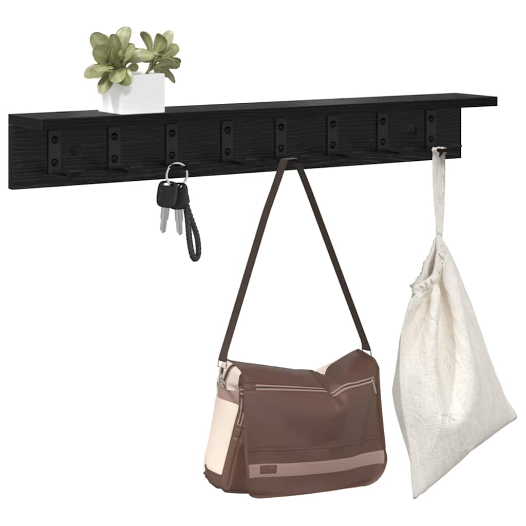 Appendiabiti a muro Rovere Nero 80 x 10,5 x 10,5 cm | homemem39