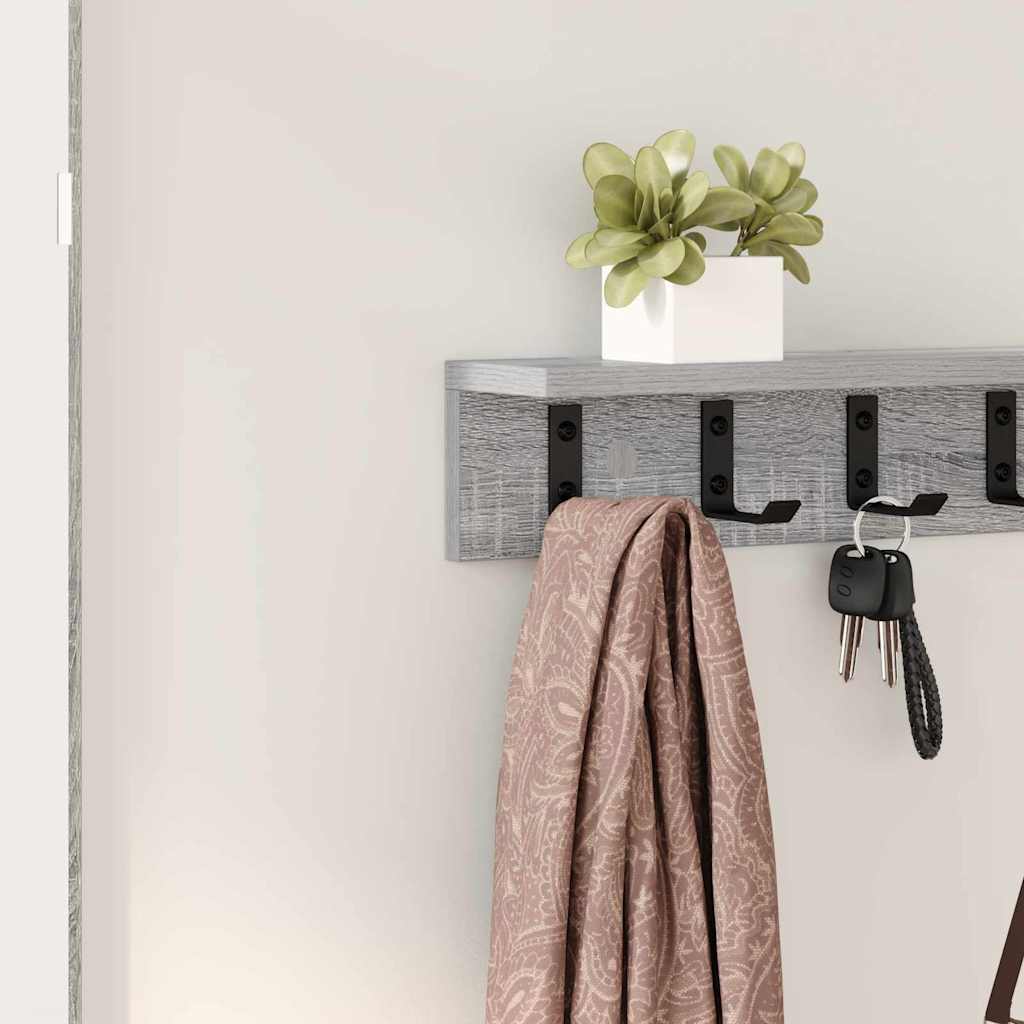 Appendiabiti a muro Grigio Sonoma 80 x 10,5 x 10,5 cm | homemem39