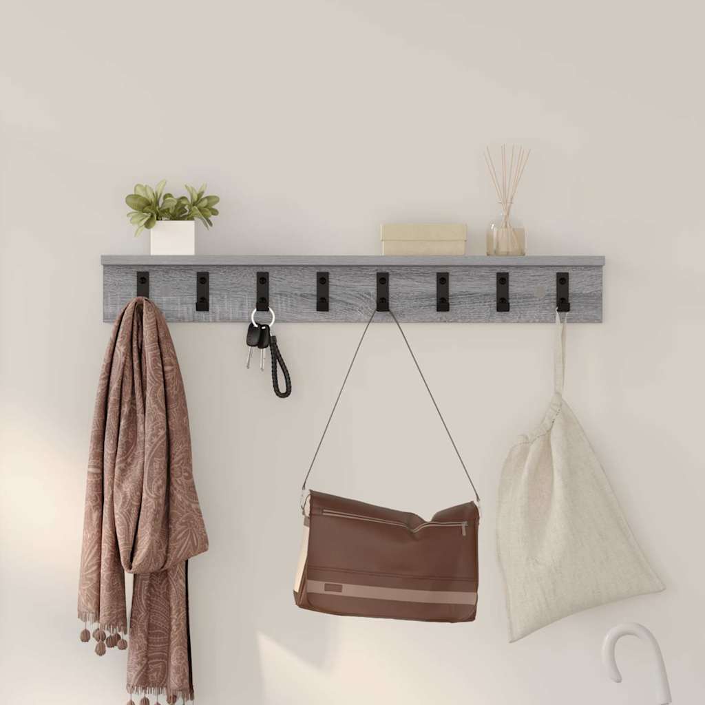 Appendiabiti a muro Grigio Sonoma 80 x 10,5 x 10,5 cm | homemem39