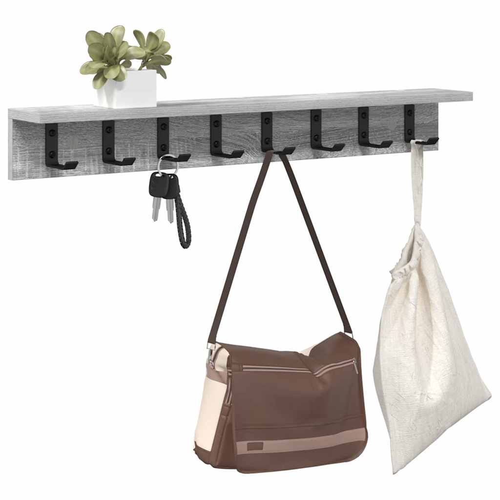 Appendiabiti a muro Grigio Sonoma 80 x 10,5 x 10,5 cm | homemem39