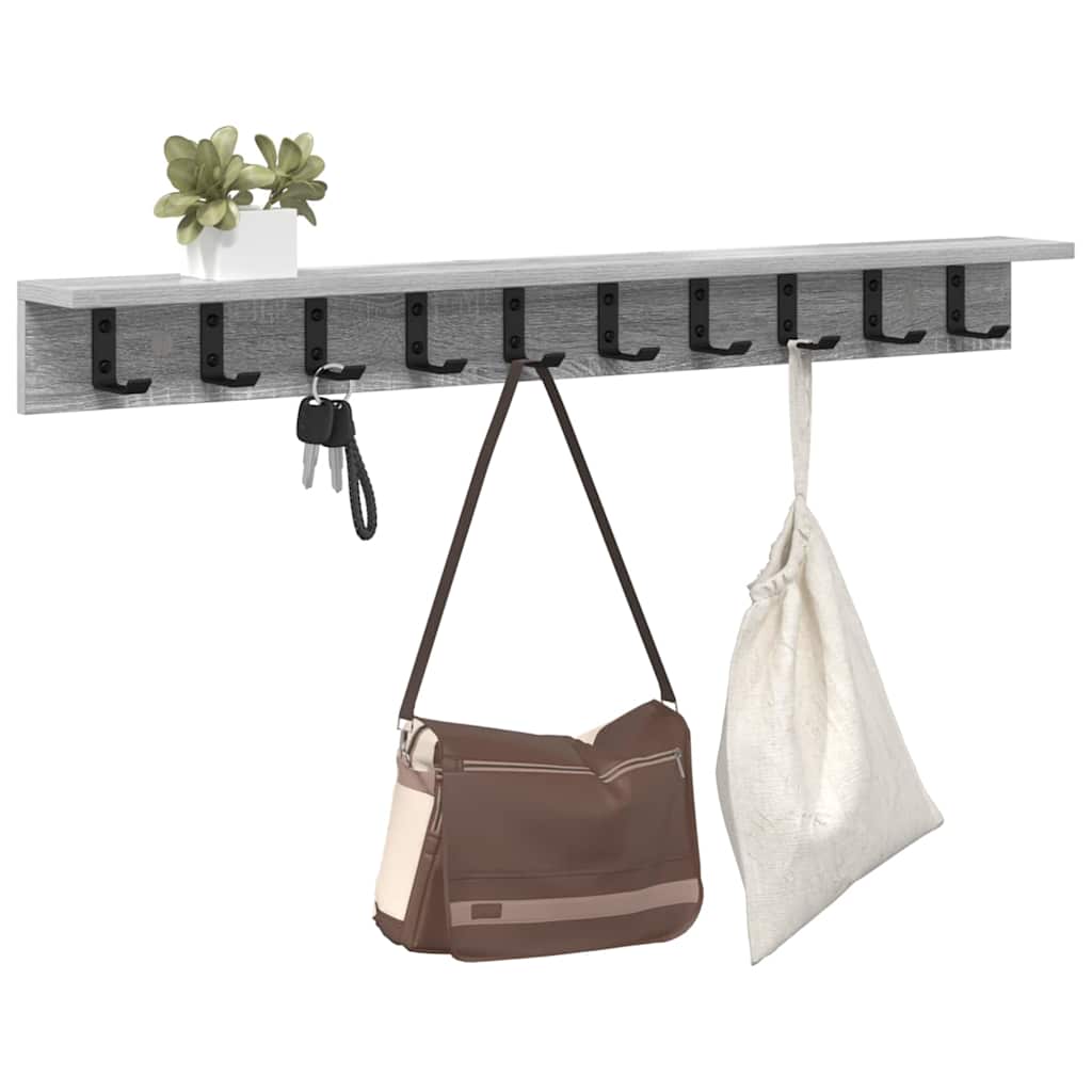 Appendiabiti a muro Grigio Sonoma 100 x 10,5 x 10,5 cm | homemem39