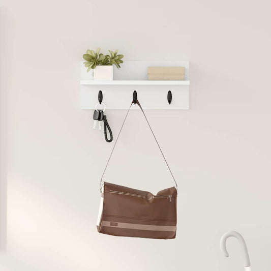 Appendiabiti a muro Bianco 40 x 10,5 x 18 cm Legno multistrato | homemem39