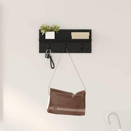 Appendiabiti a muro Rovere Nero 40 x 10,5 x 18 cm | homemem39