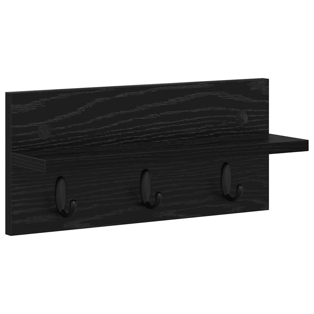 Appendiabiti a muro Rovere Nero 40 x 10,5 x 18 cm