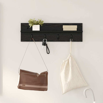 Appendiabiti a muro Rovere Nero 60 x 10,5 x 18 cm | homemem39