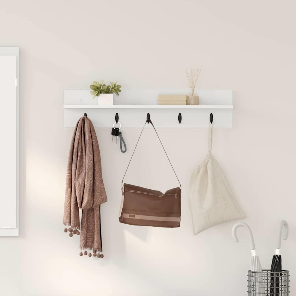 Appendiabiti a muro Bianco 80 x 10,5 x 18 cm Legno multistrato | homemem39