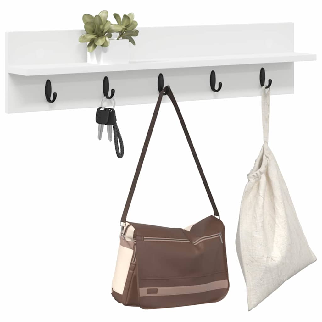 Appendiabiti a muro Bianco 80 x 10,5 x 18 cm Legno multistrato | homemem39