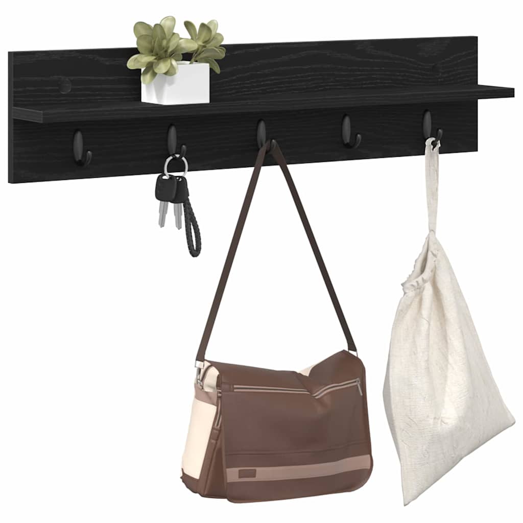 Appendiabiti a muro Rovere Nero 80 x 10,5 x 18 cm | homemem39
