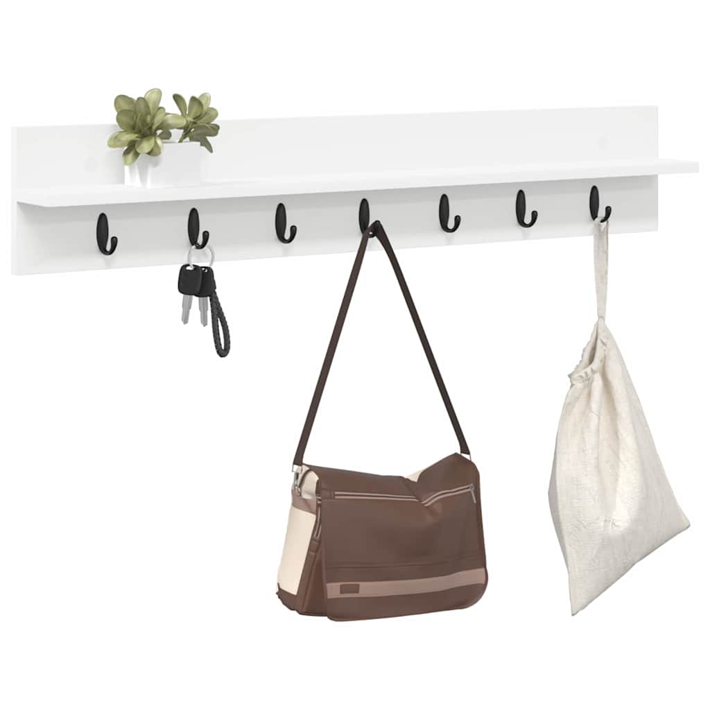 Appendiabiti a muro Bianco 100 x 10,5 x 18 cm Legno multistrato | homemem39