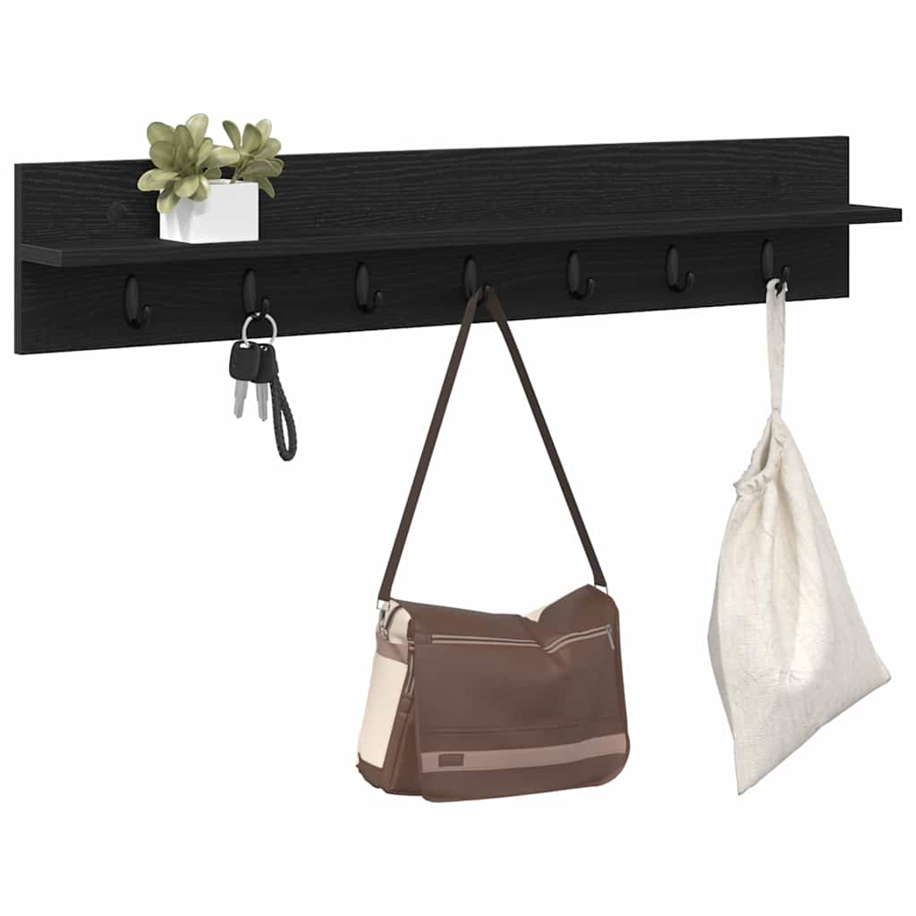 Appendiabiti a muro Rovere Nero 100 x 10,5 x 18 cm | homemem39