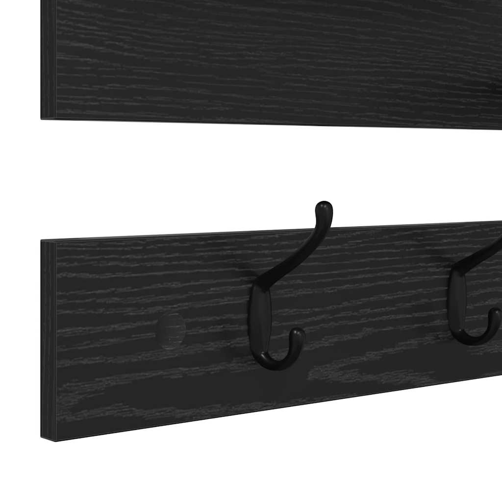 Appendiabiti a muro con lo scaffale Rovere Nero 90 x 15 x 36 cm | homemem39