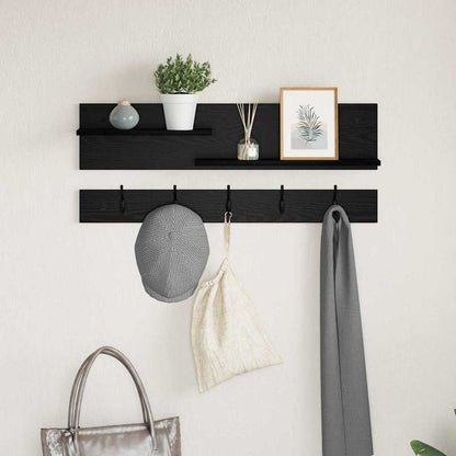 Appendiabiti a muro con lo scaffale Rovere Nero 90 x 15 x 36 cm | homemem39