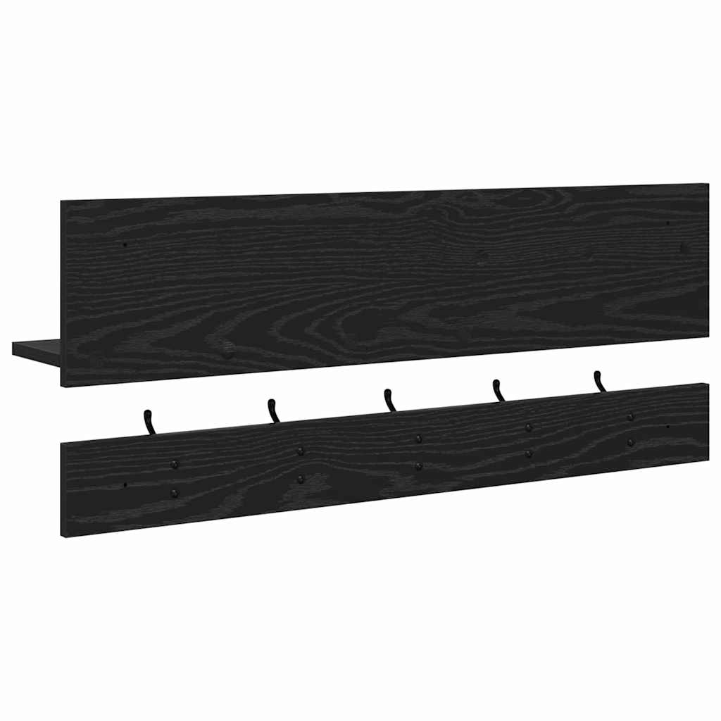 Appendiabiti a muro con lo scaffale Rovere Nero 90 x 15 x 36 cm | homemem39