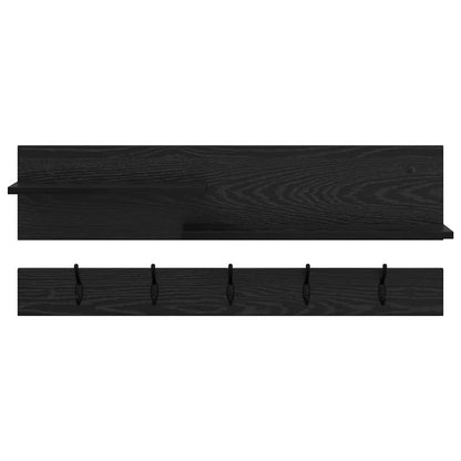 Appendiabiti a muro con lo scaffale Rovere Nero 90 x 15 x 36 cm | homemem39