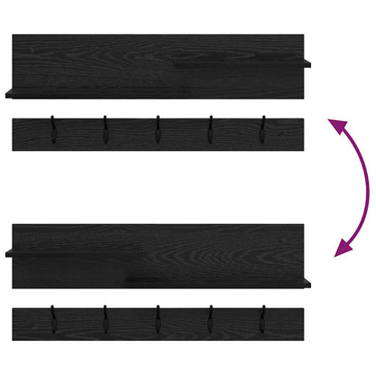Appendiabiti a muro con lo scaffale Rovere Nero 90 x 15 x 36 cm | homemem39