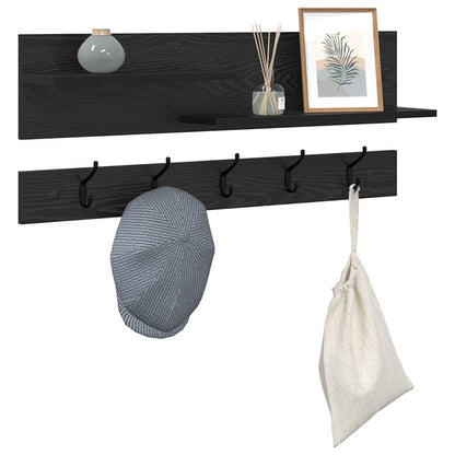 Appendiabiti a muro con lo scaffale Rovere Nero 90 x 15 x 36 cm | homemem39