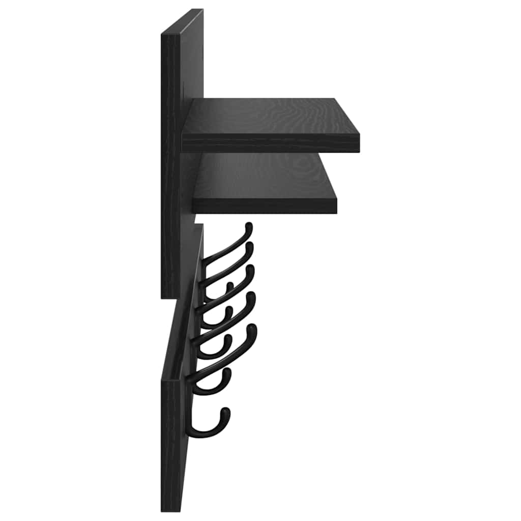 Appendiabiti a muro con lo scaffale Rovere Nero 90 x 15 x 36 cm | homemem39